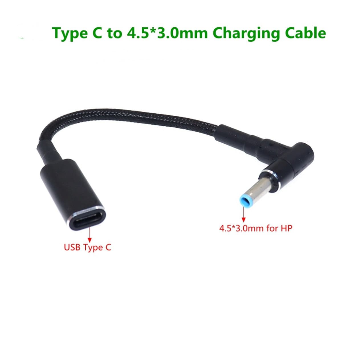 100W PD Fast Charging Cable for HP New USB-C Type-C to DC Head 4.5x3.0x0.6mm