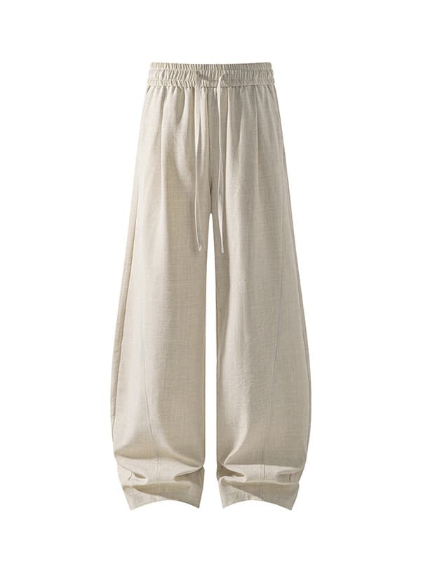 Spring and Autumn Thin Old Money Style Linen-Like Drape Pants Loose Wide-Leg Relaxed Straight Versatile Casual Trousers