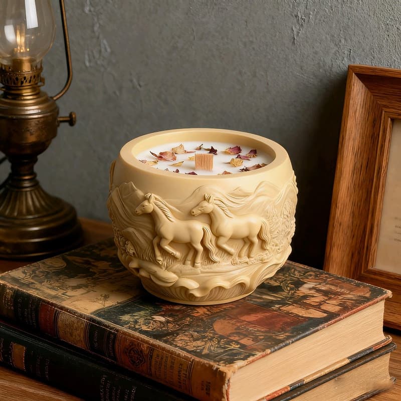Horse Aromatherapy Candle Cup Silicone Mold DIY Plaster Candle Cup Flower Pot Storage Jar Home Decor Mold