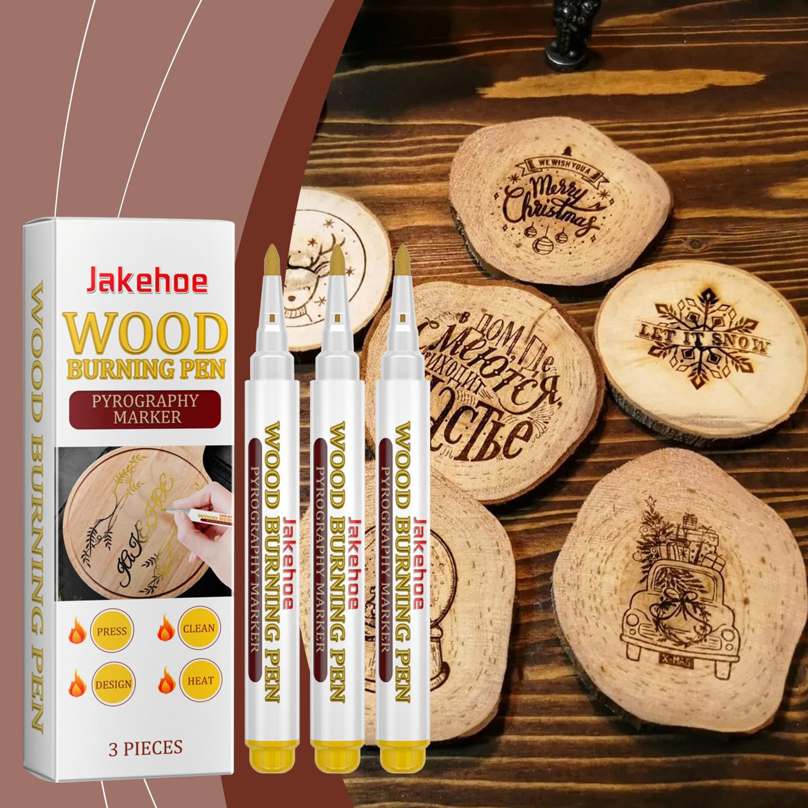 JAKEHOE woodworking drawing pen, woodworking pyrography pen, wood pyrography pen, drawing charcoal marker, wood marking pen.