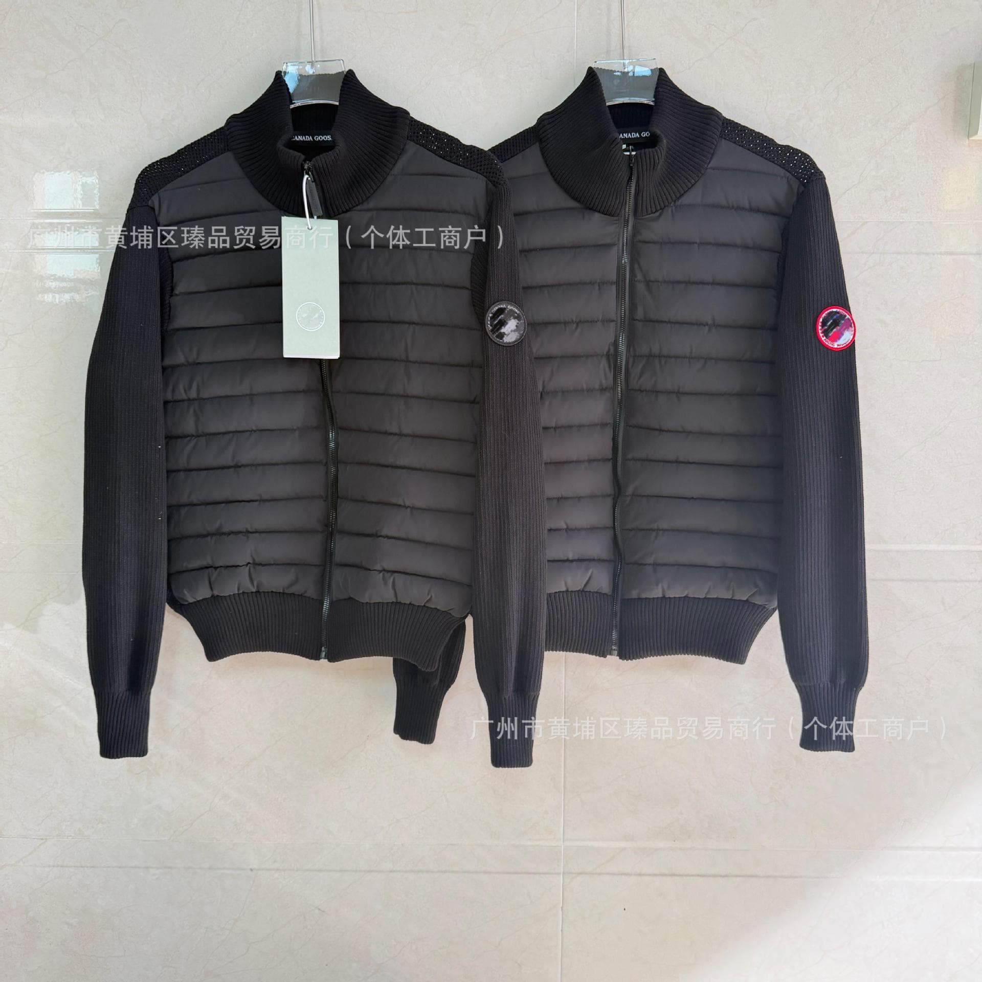 Cross-border In-Stock Men's HyBridge Goose Knit Patchwork Stand Collar Down Jacket Autumn/Winter Casual Lightweight Coat