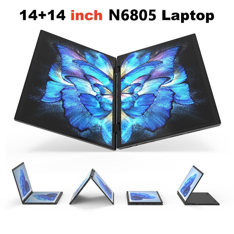 Folding Dual Touch Screen 14+14 Inch 360° Flip N6805 Tablet Laptop Two-in-One Wholesale