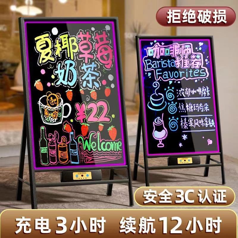 Fluorescent Board Sign LED Shop Night Market Panel Advertising Board Store Display Shop Blackboard Cross-Border Wholesale Free Shipping
