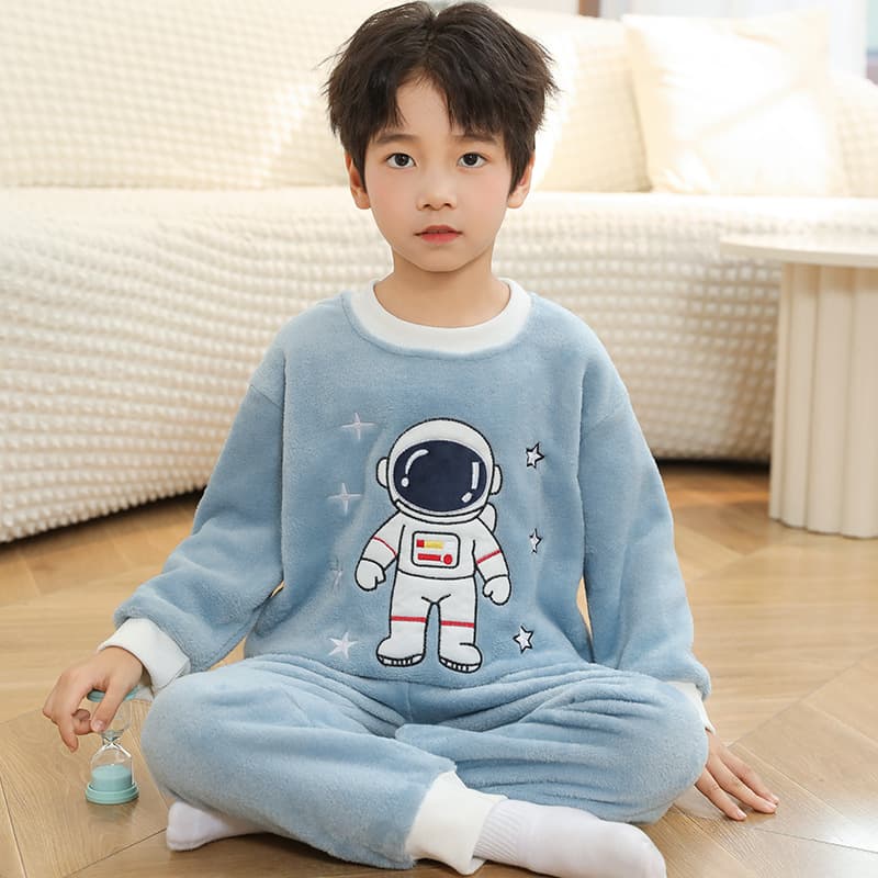 Girls' Pajamas, Autumn and Winter Coral Fleece Thickened Thermal Homewear, Boys and Girls Flannel Set, Wholesale Children's Clothing