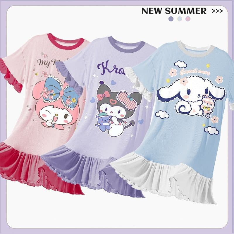 Southeast Asian Children's Pajamas Girls Nightgown Thin Summer 2023 New Homewear for Little Girls and Mothers