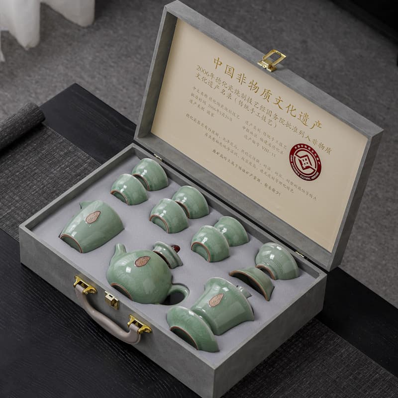 Ge Kiln Kung Fu Tea Set Complete Pot Crackle High-end Gift Box Company Business Souvenir Custom LOGO