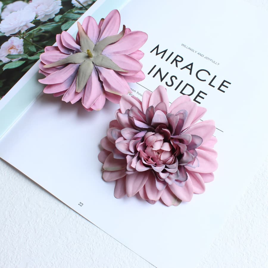 Artificial Dahlia Flower Heads for Wedding Flower Wall Decoration, DIY Craft Materials, Hat Flowers, Garment Accessories Wholesale