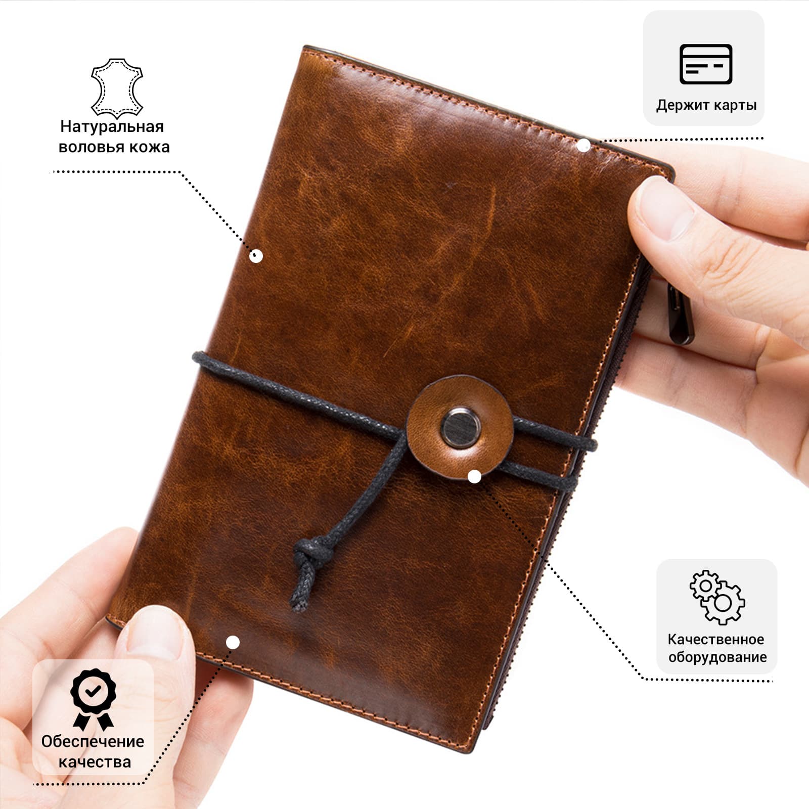 Cross-Border Genuine Leather Wallet for Men, European and American Vintage Sling Personalized Wallet, Cowhide Gold Clip Credit Card Earphone Bag Card Holder