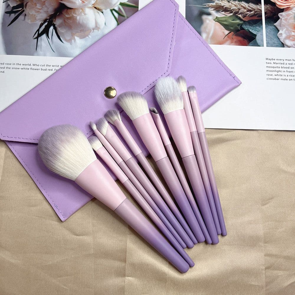 Purple Makeup Brush Set! 3/10-Piece Star Dust Purple Beginner Soft Brushes + Dustproof Portable Travel Storage Bag
