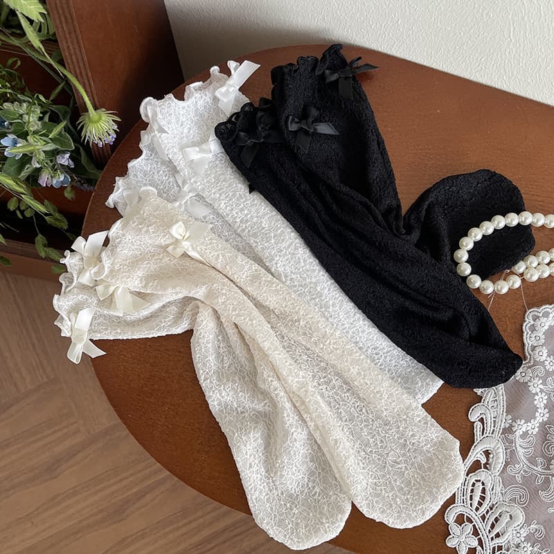 hotmoon spring and summer new Korean lace 8 bows cute girls, children, babies, students, piles of socks for women