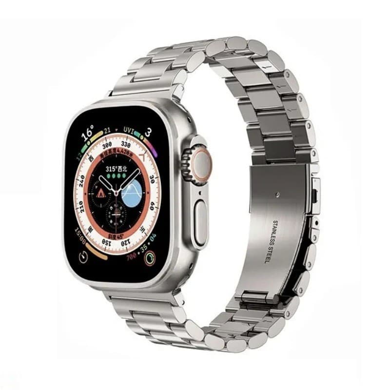 Three-Link Solid Stainless Steel Metal Band for Apple iWatch, Compatible with iWatch S10