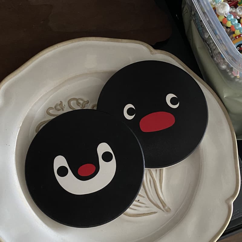 Cute Cartoon Penguin Absorbent Coaster Non-slip Pad Personality Little Red Book Same Style Coffee Cup Mat Niche Creative