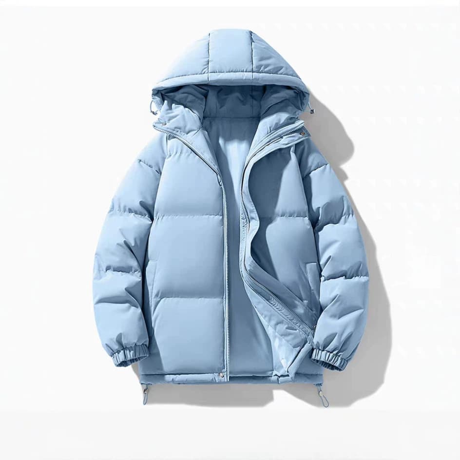 Men's hooded cotton coat autumn and winter new solid color warm bread coat Korean style trendy loose thickened men's casual cotton coat
