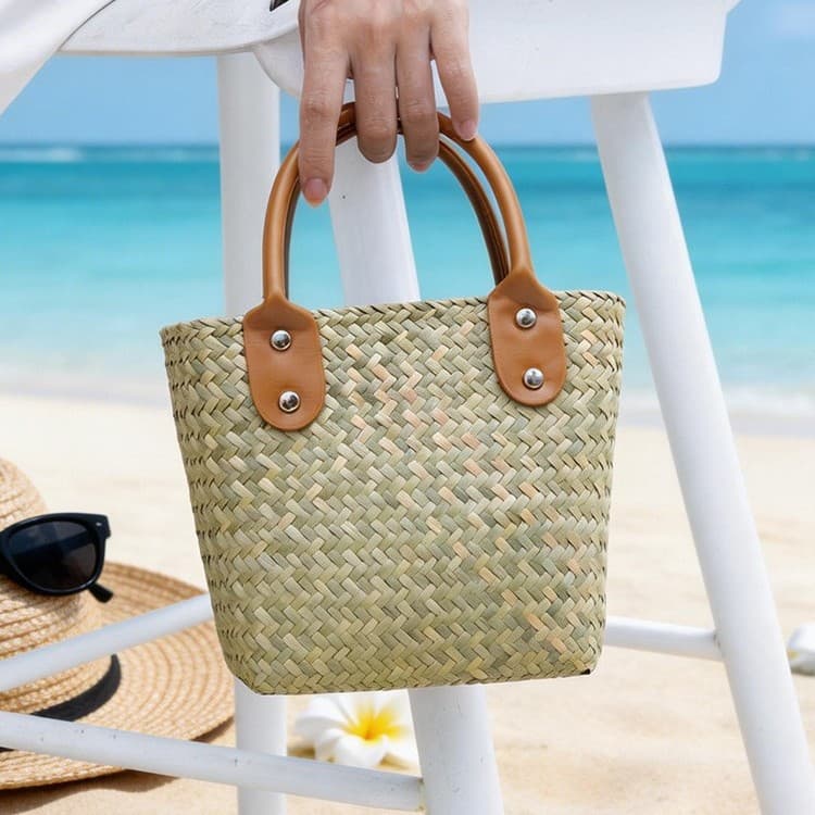 2026 New Straw Woven Bag for Women Summer Raffia Beach Bag Woven Tote Commute Straw Bag Handwoven