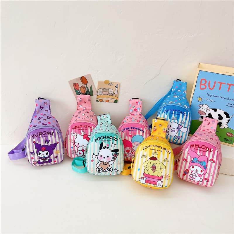 2024 New Ins Korean Style Cartoon Chest Bag for Boys and Girls, Lightweight and Fashionable Travel Sling Backpack