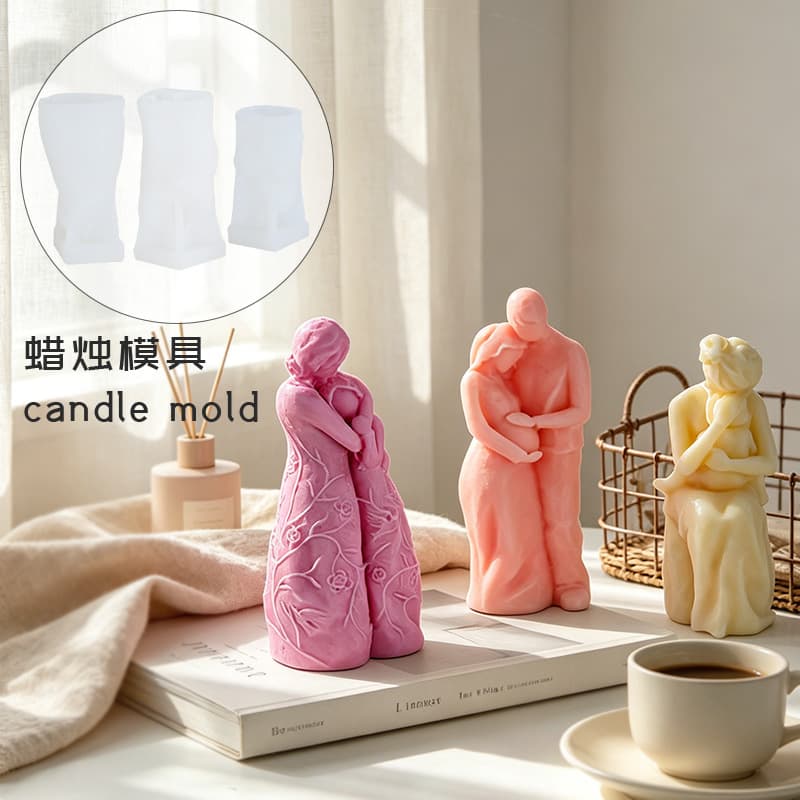 Cross-Border Hot Selling Pregnant Mother and Child Candle Plaster Mold Character Food Grade Cake Baking Silicone Mold