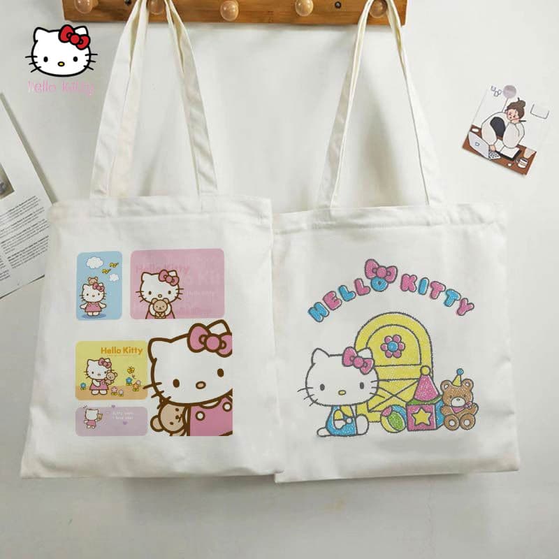 Sanrio Hello Kitty printed canvas bag shoulder bag folding bag hand bag shopping bag global foreign trade