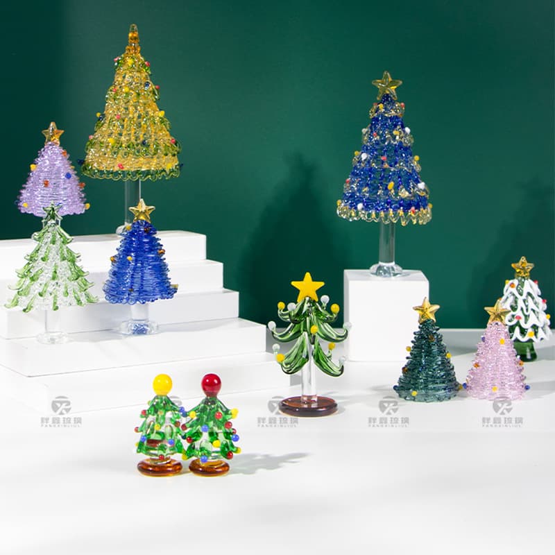 Fired glass glazed Christmas tree brushed glazed desktop living room bedroom home decoration ornaments finished stained glass