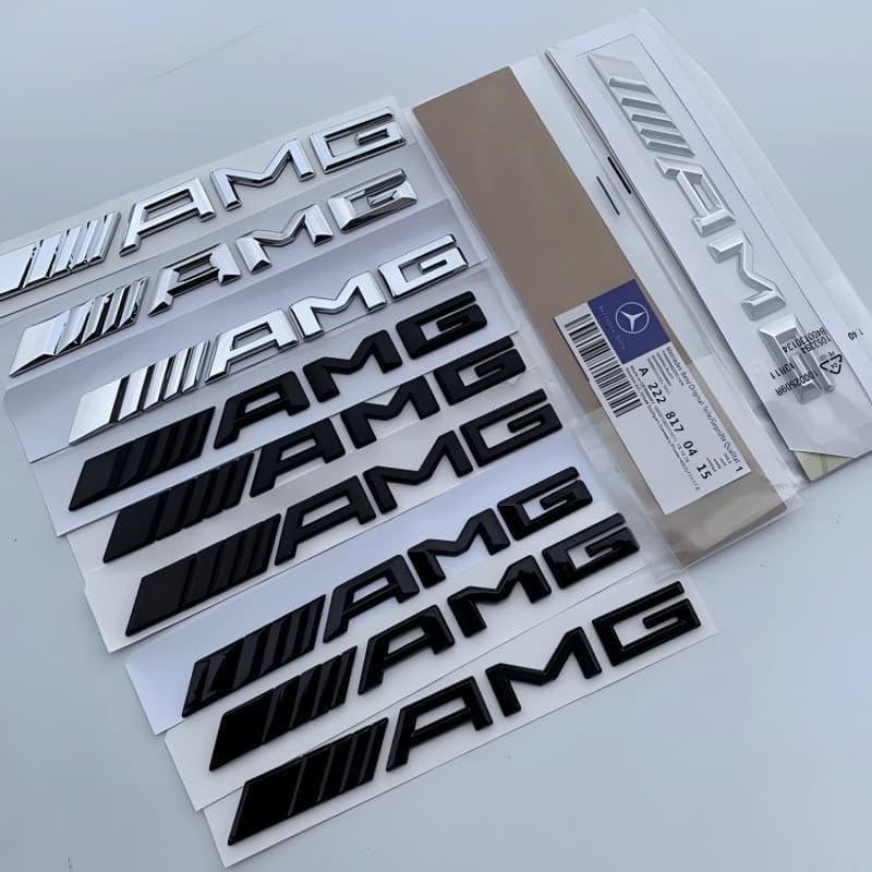 Special Mercedes-Benz AMG logo A-Class C-Class E-Class CLA modified AMG tailgate logo sticker rear tail logo bright black