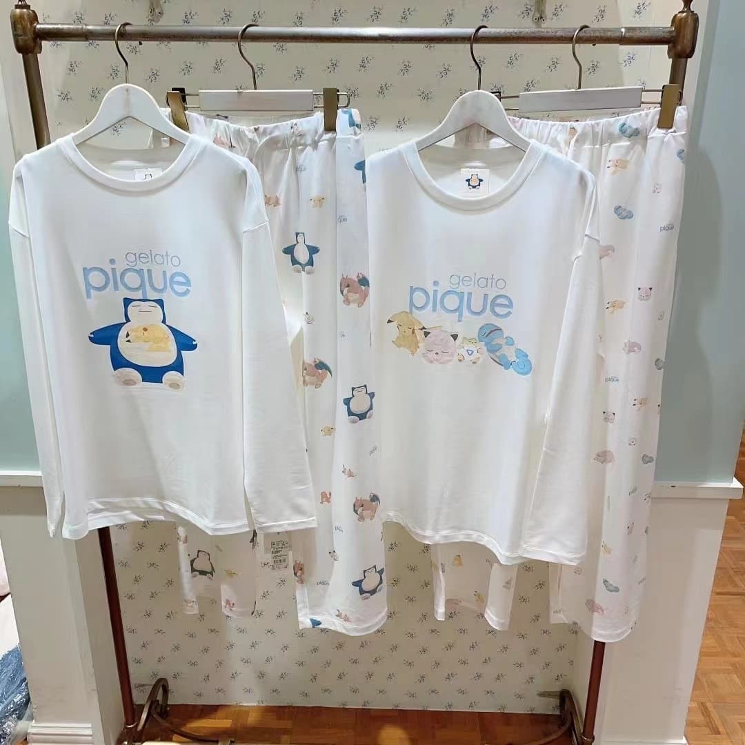 gp pajamas unlabeled women's cartoon print cute soft skin-friendly casual round neck trousers suit women's home wear pajamas