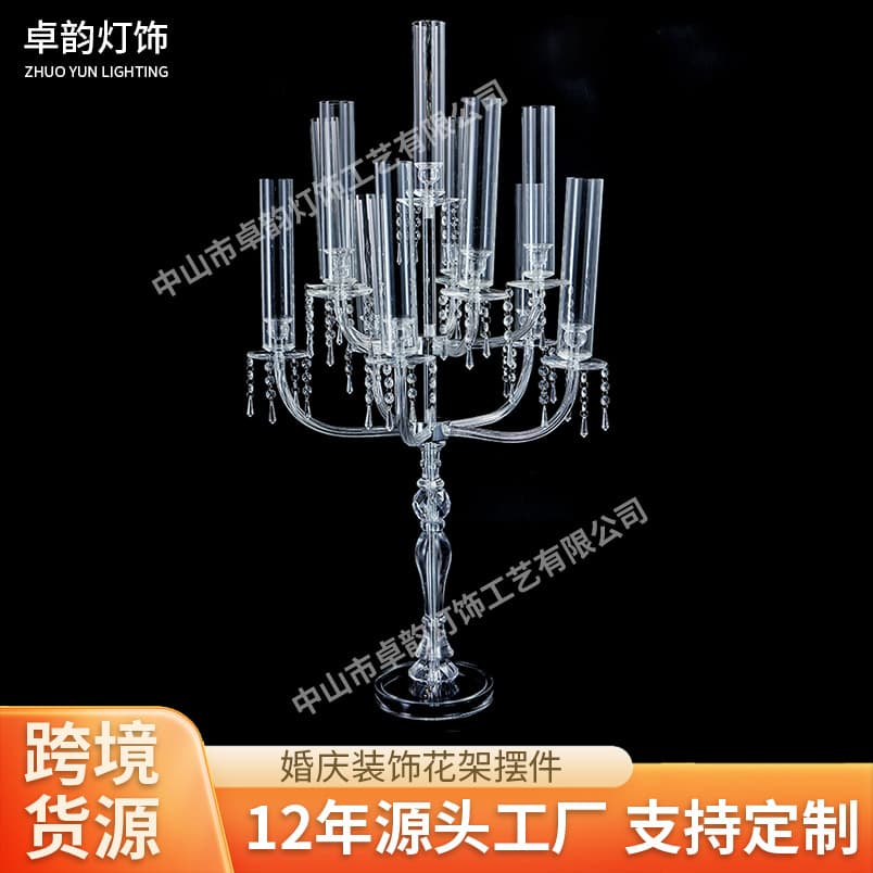 Cross-border transparent crystal acrylic candle holder for weddings, hotels, auditoriums, Christmas parties, and wedding decorations