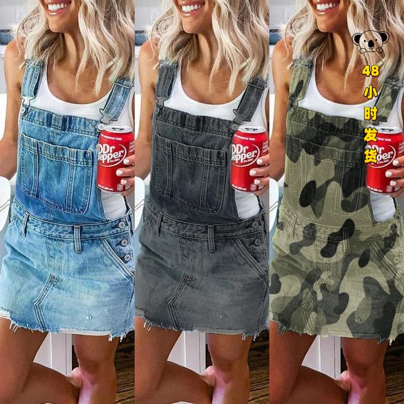 N 72924 Slim Denim Overall Skirt