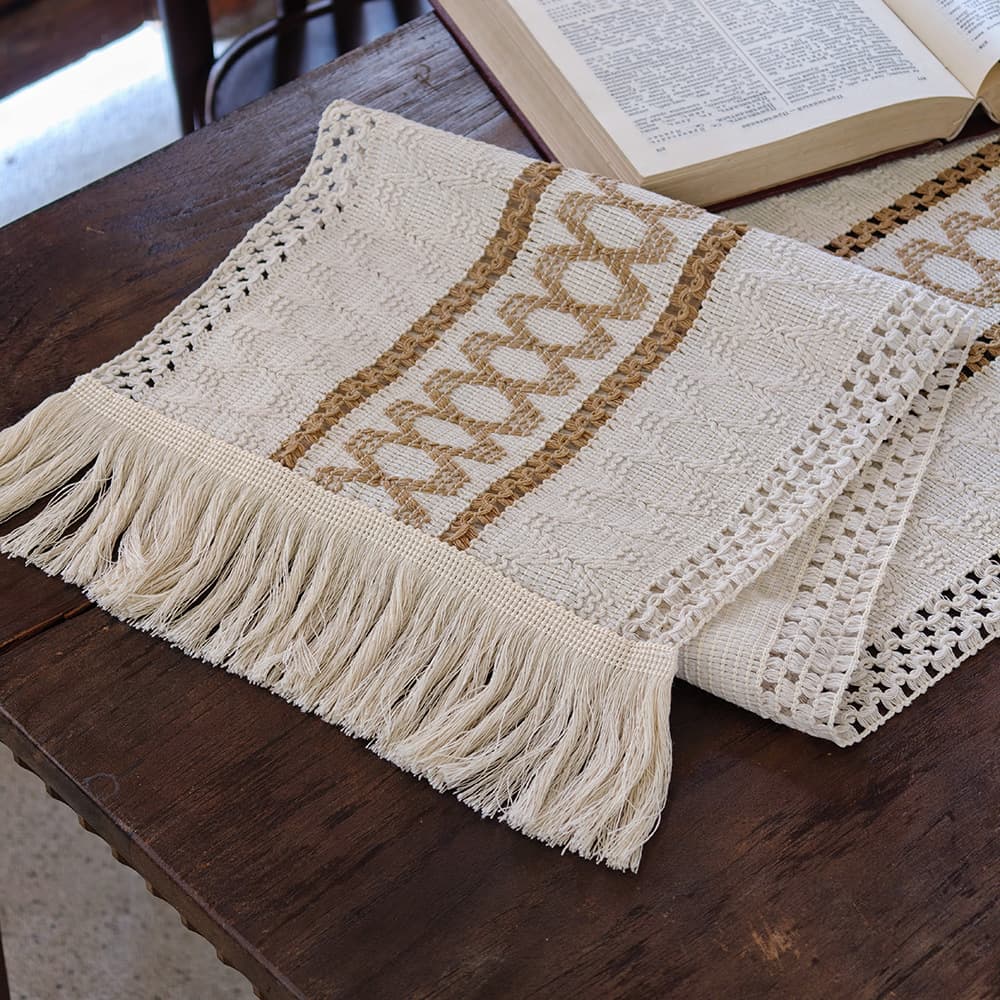Bohemian table runner, coarse linen and cotton thread, crochet, hollow tassel, American tablecloth, long towel, coffee table and dining table