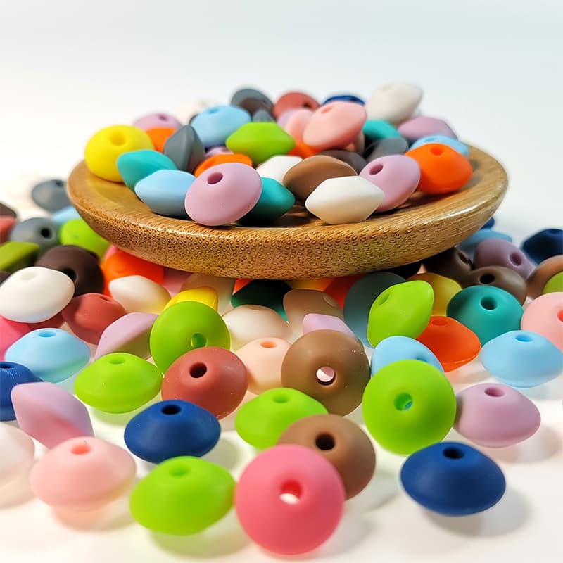 Silicone Flat Beads DIY Pacifier Chain Accessories Abacus Beads Bulk Silicone Beads Colorful Beads Wholesale