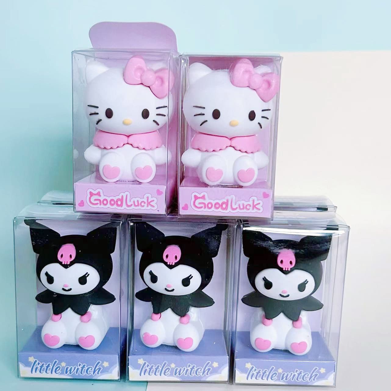 Cute Pet Pencil Sharpener Eraser 2-in-1 Kuromi Cinnamon Dog Dual-Purpose Pencil Sharpener Eraser Pen Planer Pen Knife
