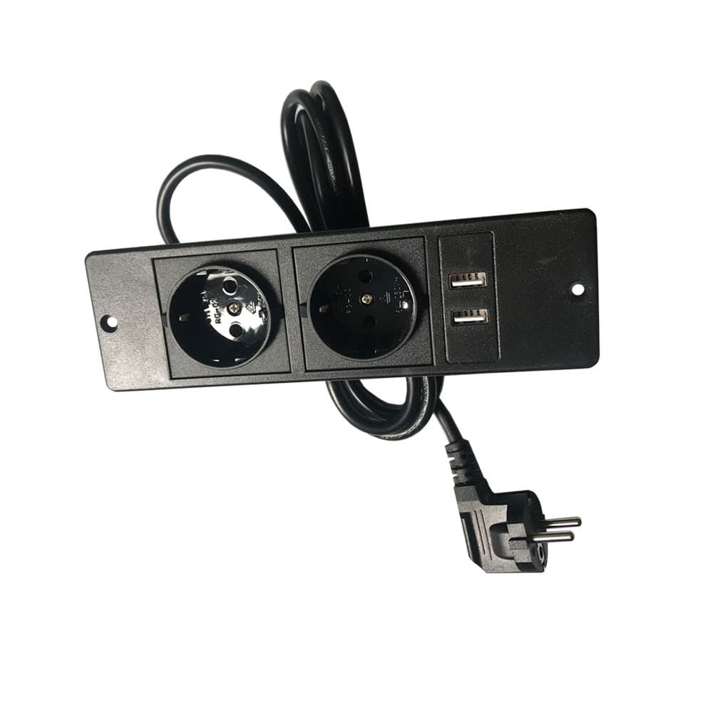 EU Standard Recessed Desktop Furniture Socket Office Bedside Bookcase USB Power Strip UK Plug Board Conference Table