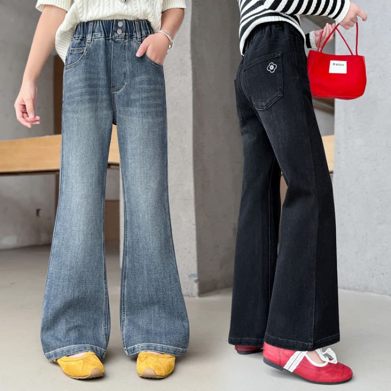 Girls' Denim Flared Pants Fall 2025 New Korean Style Slimming Height-Boosting Casual Trendy Pants for Big and Middle Children