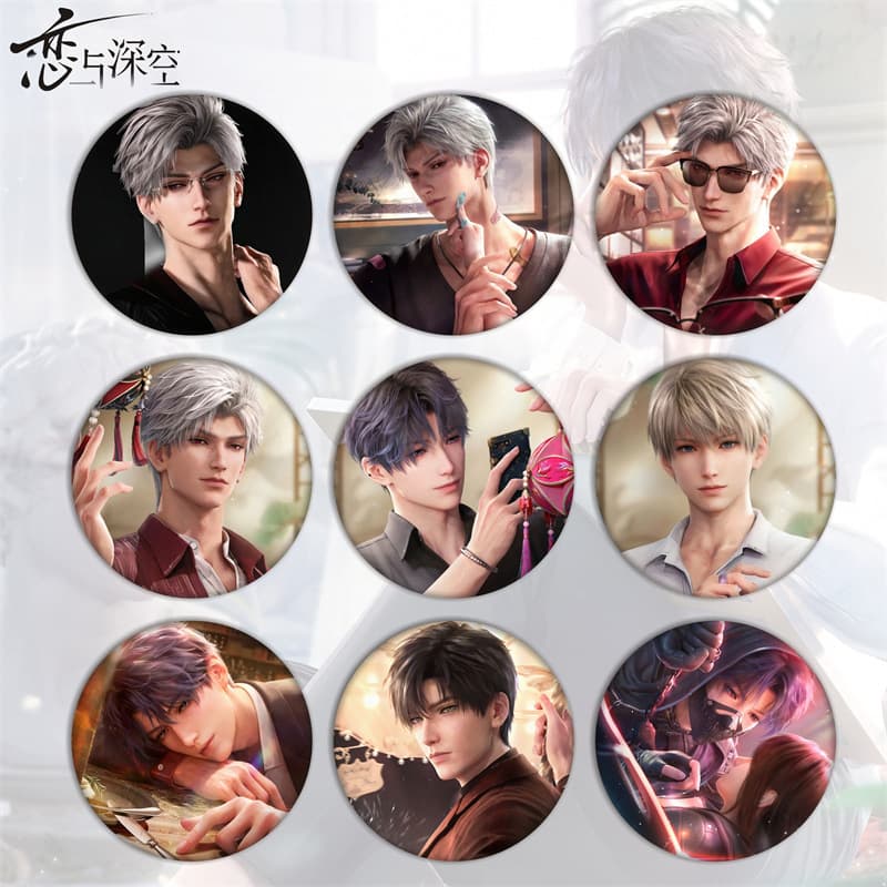 Love and Deepspace Qin Che, Qi Yu, Li Shen, Shen Xinghui Badge Pin Brooch Head Portrait Tinplate Foreign Trade Gift Accessories