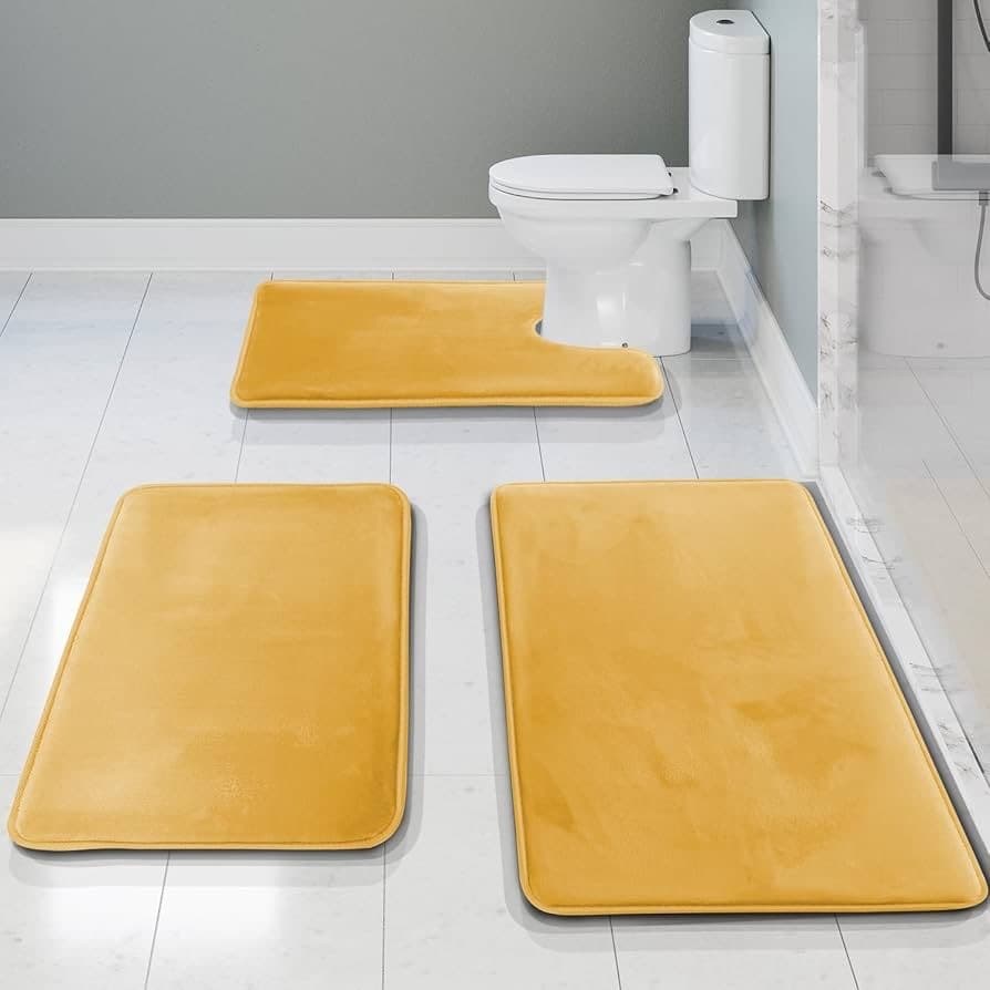 New Cross-border Amazon Solid Toilet Three-Piece Set Faux Cashmere Bath Mat Water-Absorbent Non-Slip Foot Mat Drop Shipping