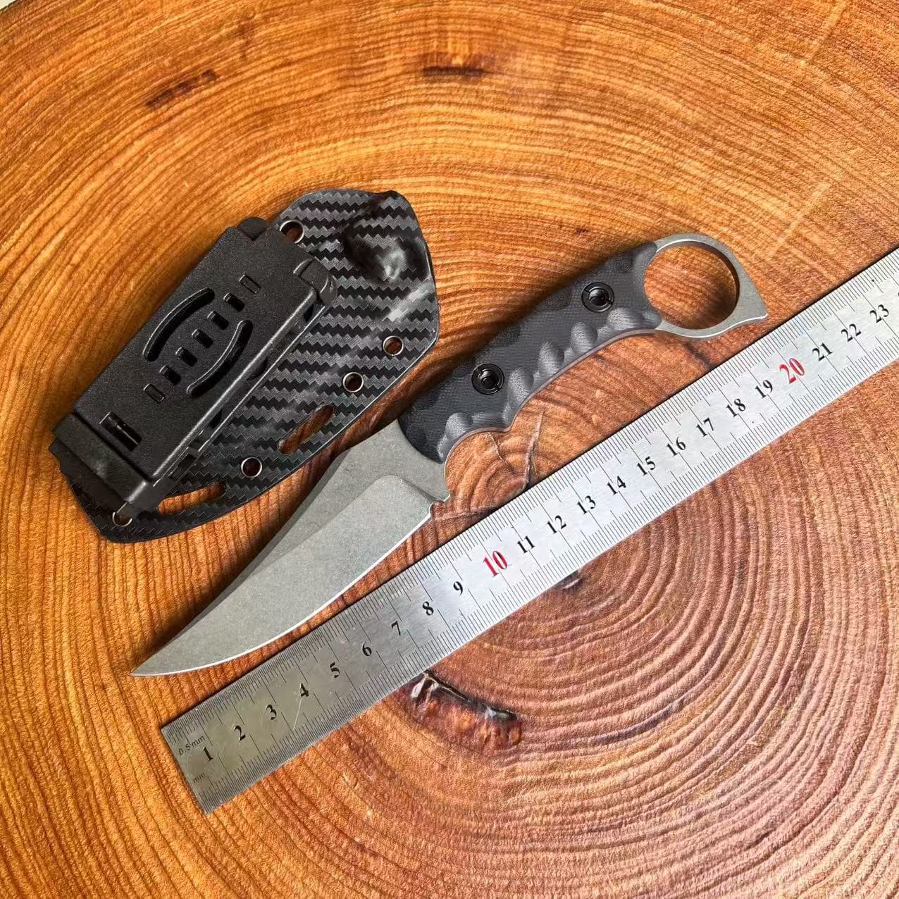 Yangjiang Ring Small Straight Knife G10 Anti-Slip Handle Integral Steel Tactical Claw Knife Outdoor Camping Portable K-Sheath