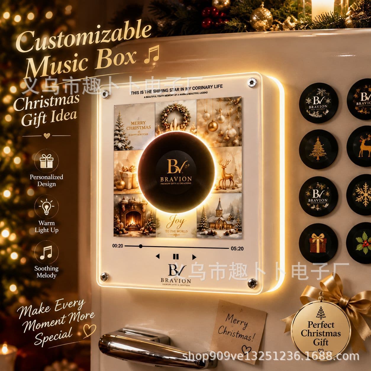 NFC Music Fridge Magnet Spinning Vinyl Record Player Custom Gift Christmas Gift Player Factory Direct
