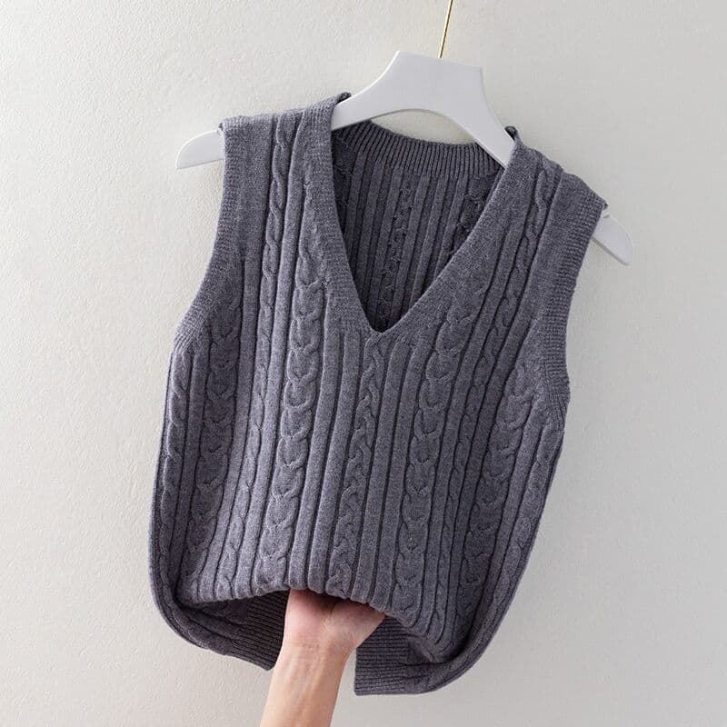 Vest Knitwear Trendy Fashion Spring/Autumn/Winter Loose Sweater Women's Inner Layer Sleeveless Vest Outer Wear
