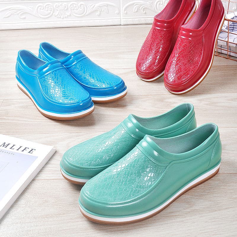Low-top Rain Boots for Men, Women, Slip-resistant, Oil-resistant, Acid-resistant, Rubber Work Shoes, Short Rain Boots, Kitchen Chef Shoes, Black Waterproof Shoes