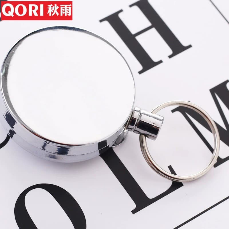 4 cm all-metal pull-tab buckle outdoor portable keychain pull-tab retractable metal key ring ID