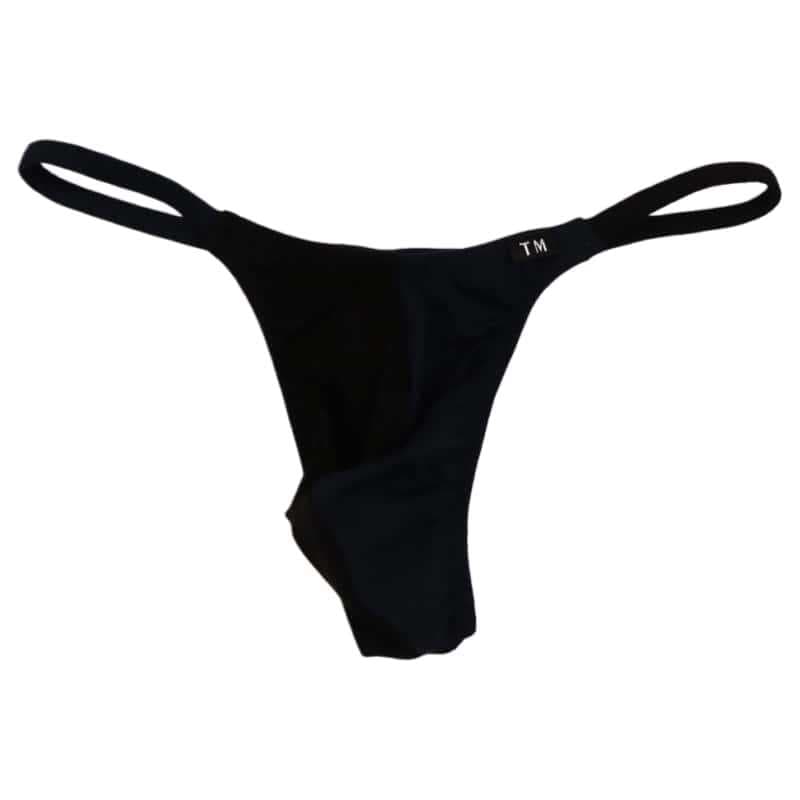 Men's Cotton Thong Sexy Low-Rise Fine Strap T-Back with Pouch High Elasticity