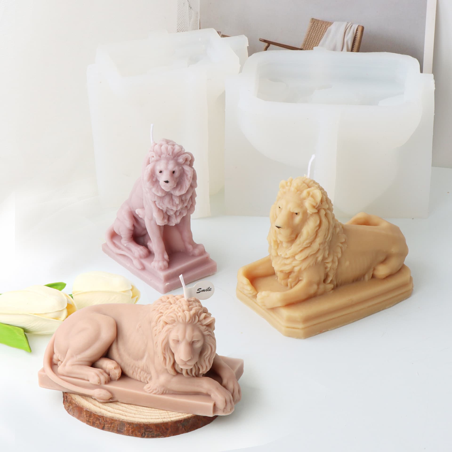 Silicone Lion Candle Mold 3D Lion Animal Aromatherapy Gypsum Cement Ornaments Animal Factory Spot