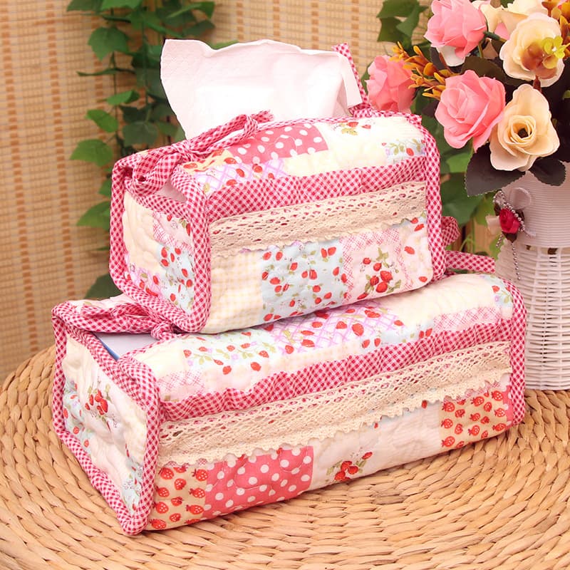 Small Wholesale New Product Korean Country Cloth Tissue Box Cover Quilted Creative Cute Fashion Car Home Lace