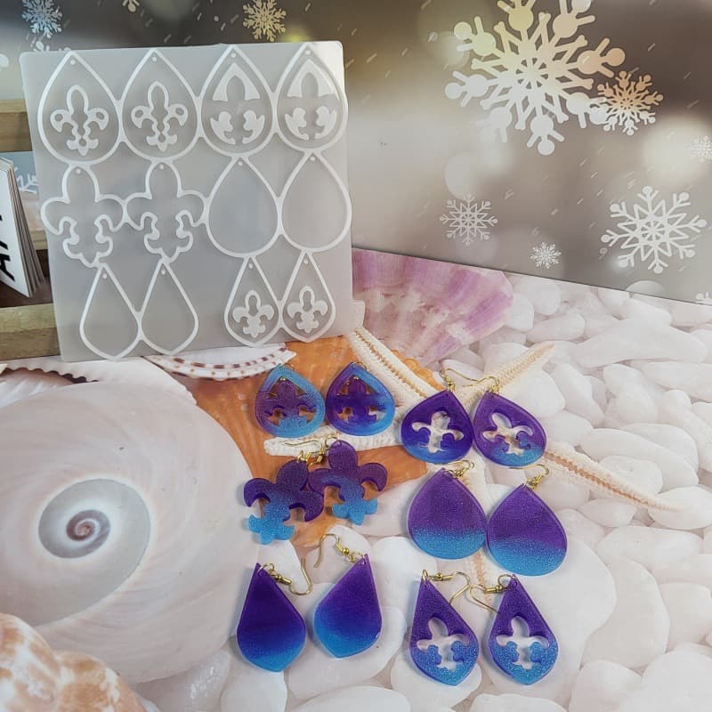 Z0025 Lily Earring Mold, Crystal Resin Mold Silicone Mold DIY Decorative Silicone Mold