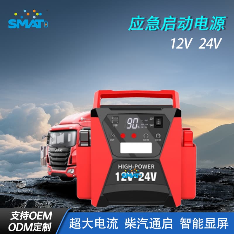 Emergency Jump Starter for Heavy Trucks, High-Current Lithium Battery, Dual Use for Diesel and Gasoline Engines