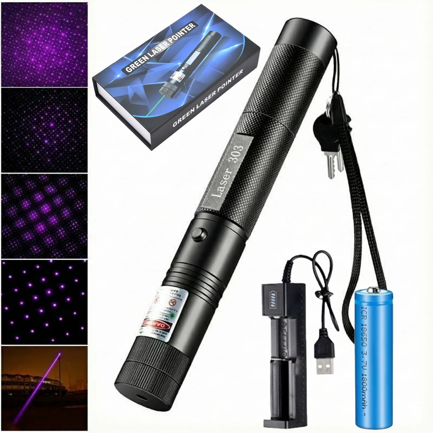Laser303 Laser Flashlight Blue-Violet Light Starry Sky Single-Point Laser Pointer Pen Anti-Blue Light Glasses Test