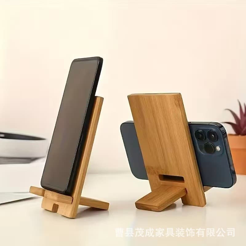 Desktop Portable Wooden Phone Stand, Creative Minimalist Bamboo Wood Phone Holder, Home Wooden Phone and Tablet Stand