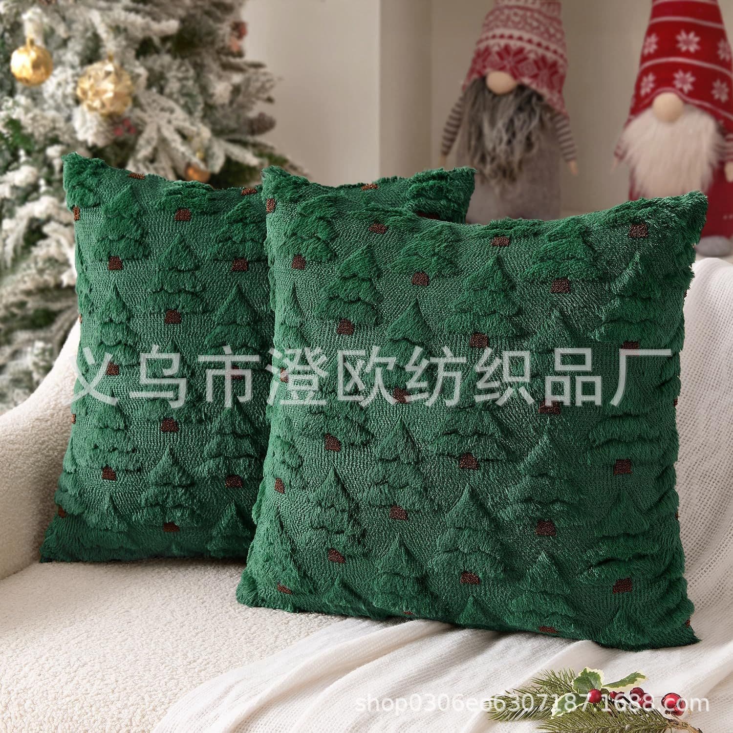 New cross-border Christmas pillowcases, Christmas tree star 3D plush pillows, sofa cushions, and backrest covers wholesale.