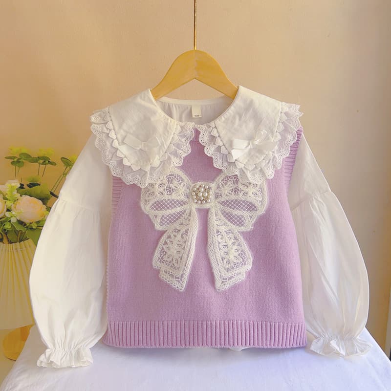 Girls' Shirt and Vest Two-Piece Set 2026 Spring/Autumn New Children's Vest Top for Girls