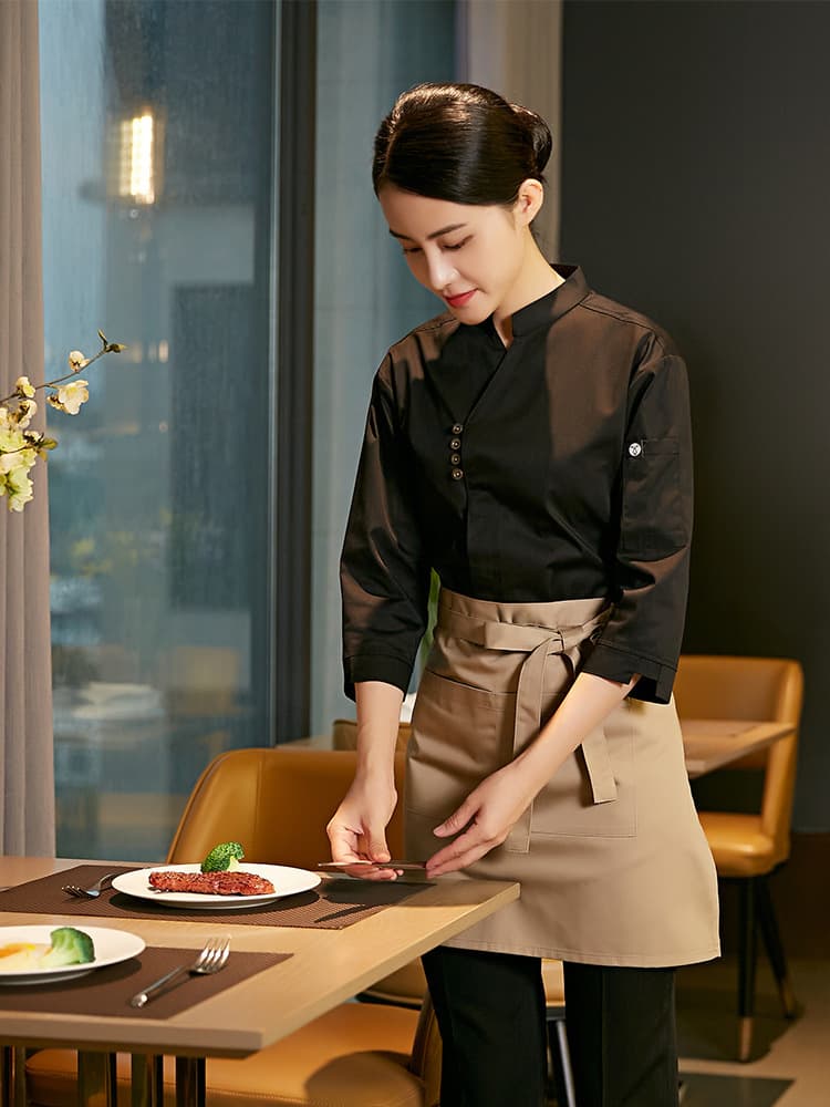 High-end short-sleeve chef uniform for women, suitable for hot pot restaurants, hotel dining, and Western restaurants in summer