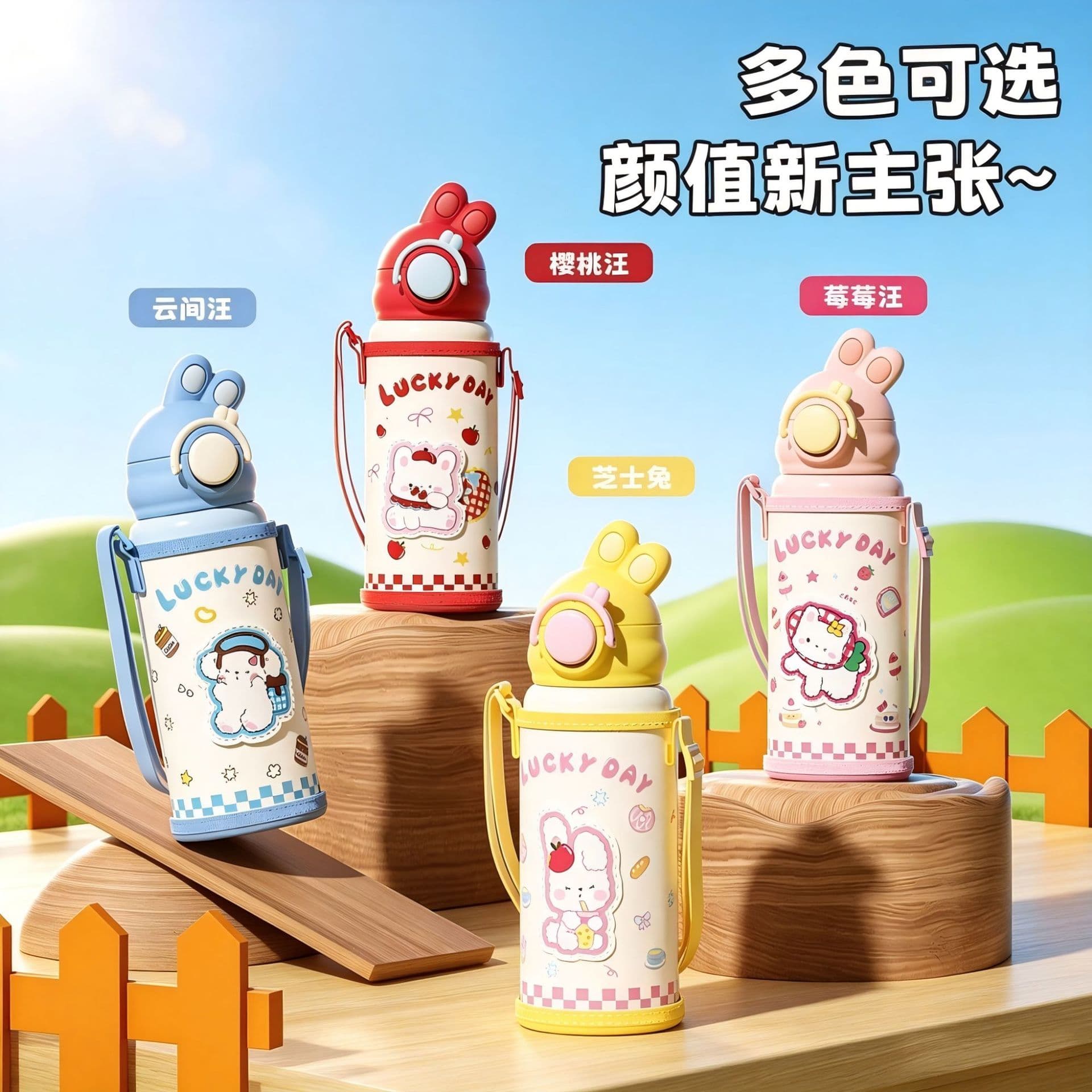 New high-looking large-capacity thermos cup, portable straw cup, portable straw cup, sealed and leak-proof car tumbler