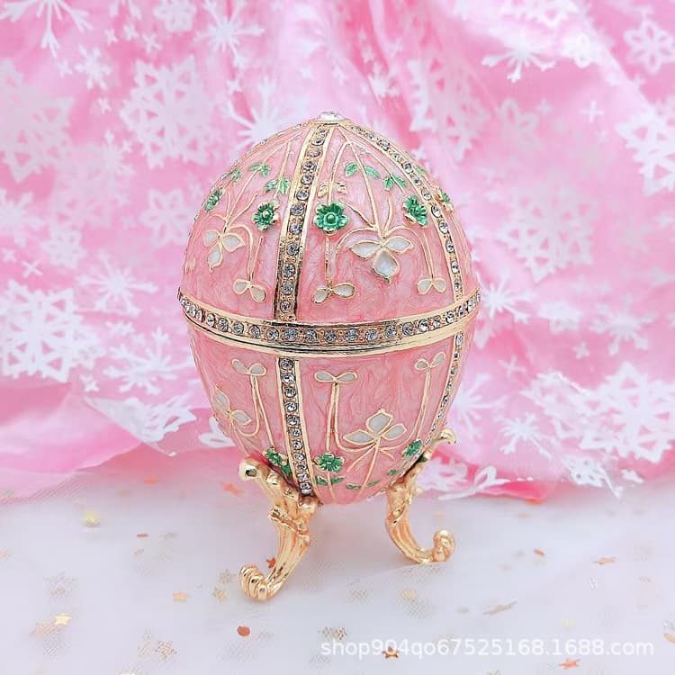 New Russian Faberge Small Flower Egg Imported Craft Gift Enamel Alloy Jewelry Box Home Decoration